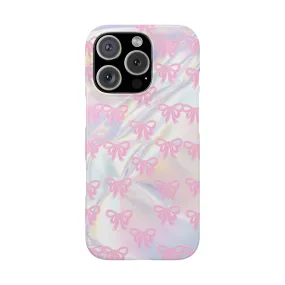 Whimsical Pink Ribbon Hologram iPhone Cases