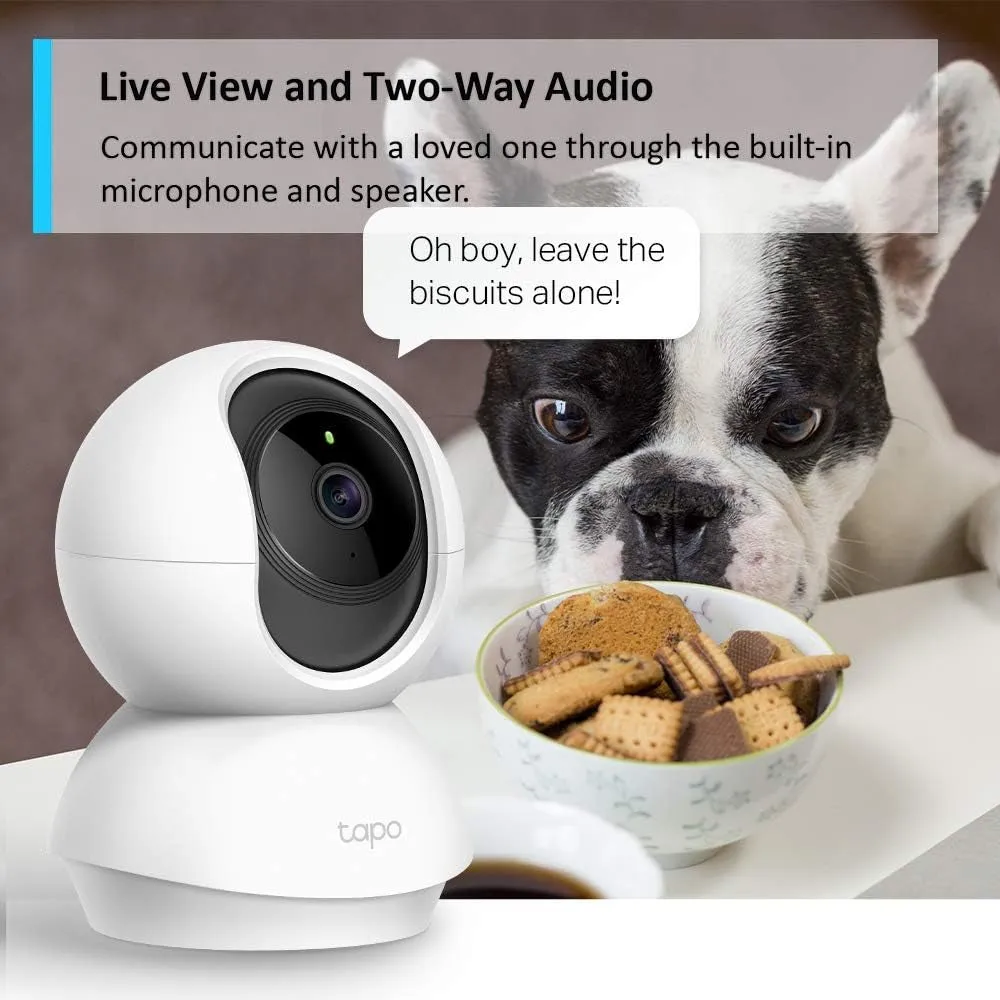 Wifi Camera, Indoor Camera for Security, 1080p Pet Camera, Wireless 360° for Baby Monitor, CCTV, AI Monitor, Smart Motion Detection & Tracking, Night Vision, Works with Alexa & Google Home (TC70)