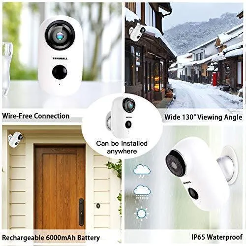 Wireless Rechargeable Battery Powered WiFi Camera, Home Security Camera, Night Vision, Indoor/Outdoor, 1080P Video with Motion Detection, 2-Way Audio, Waterproof, compatible with Cloud Storage/SD Slot