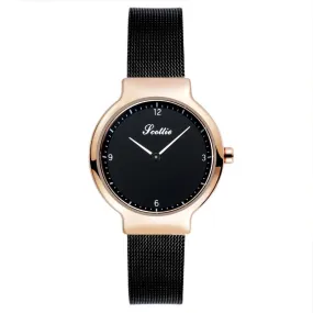 Women's Watch Black gilt dial milan strap simple couple watch