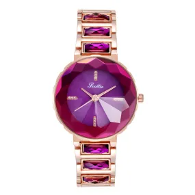 Women's Wristwatch Irregular Mirror purple large dial stainless steel strap elegant watch