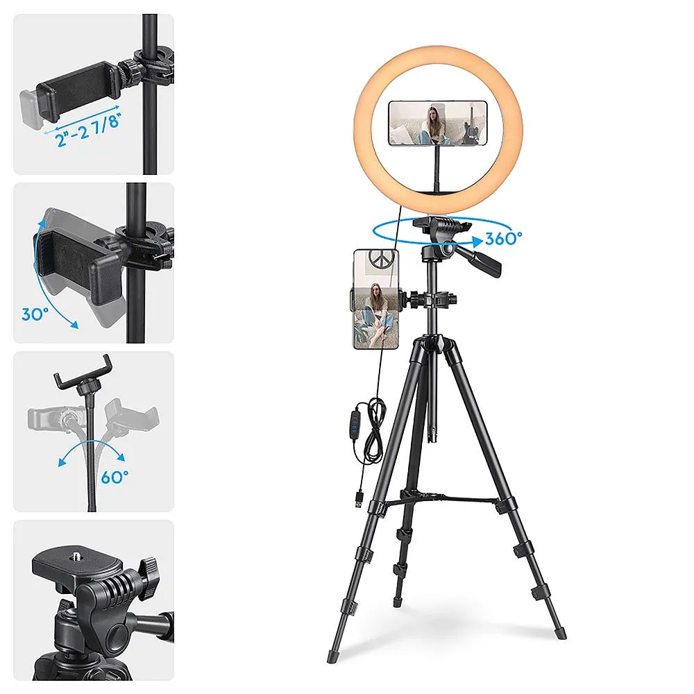 Yescom 12" Ring Light w/ Stand, Ball Head, Phone Holder Sociallight